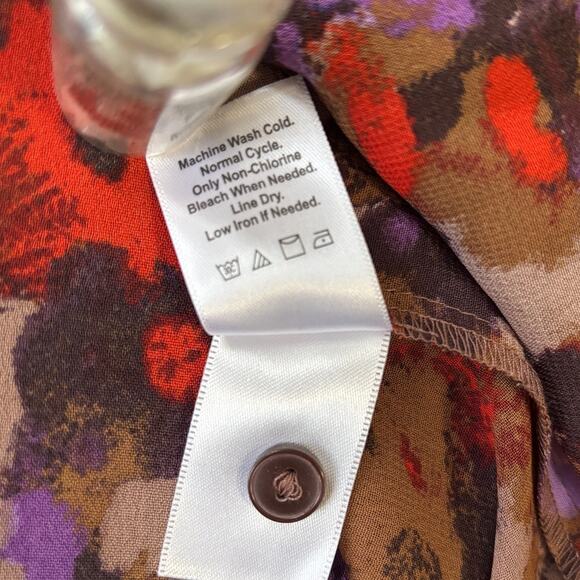 Coldwater Creek Abstract Floral Purple Red Brown Lightweight Blouse Womens 2X - Picture 6 of 6